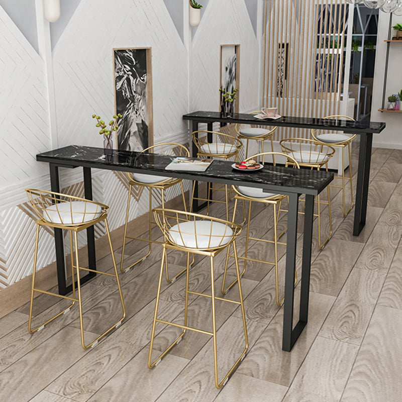 Glam Bar Height Table Faux Marble Top Bistro Table with Sled Base Clearhalo 'Bar Furniture' 'Bar Tables' 'bar_tables' 'furn' 'furn_bar_tables' 'Furniture' 'Kitchen & Dining Furniture' 6474864