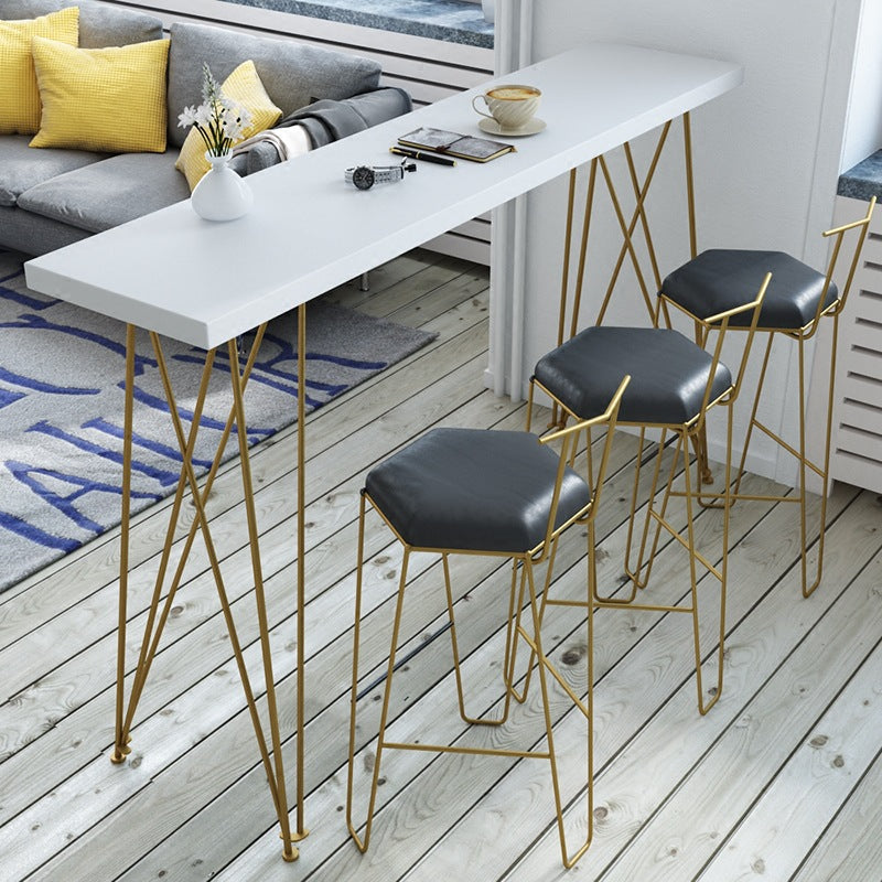 Modern Bar Height Table Solid Wood Top Bistro Table for Home Use 70.9"L x 15.7"W x 41.3"H White Without Chairs Clearhalo 'Bar Furniture' 'Bar Tables' 'bar_tables' 'furn' 'furn_bar_tables' 'Furniture' 'Kitchen & Dining Furniture' 6474873