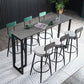 Industrial Bar Height Table Stone Top Bistro Table for Patio Use 63"L x 15.7"W x 41.3"H Grey Without Chairs Clearhalo 'Bar Furniture' 'Bar Tables' 'bar_tables' 'furn' 'furn_bar_tables' 'Furniture' 'Kitchen & Dining Furniture' 6474895