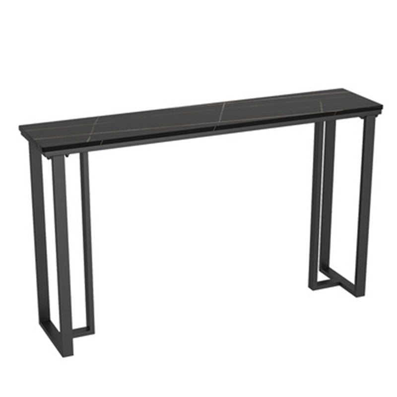 Industrial Bar Height Table Stone Top Bistro Table for Patio Use Black-Gold Without Chairs Clearhalo 'Bar Furniture' 'Bar Tables' 'bar_tables' 'furn' 'furn_bar_tables' 'Furniture' 'Kitchen & Dining Furniture' 6474897