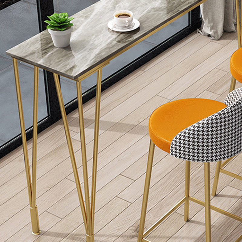 Industrial Bar Height Table Stone Top Bistro Table with Metal Base Clearhalo 'Bar Furniture' 'Bar Tables' 'bar_tables' 'furn' 'furn_bar_tables' 'Furniture' 'Kitchen & Dining Furniture' 6474916