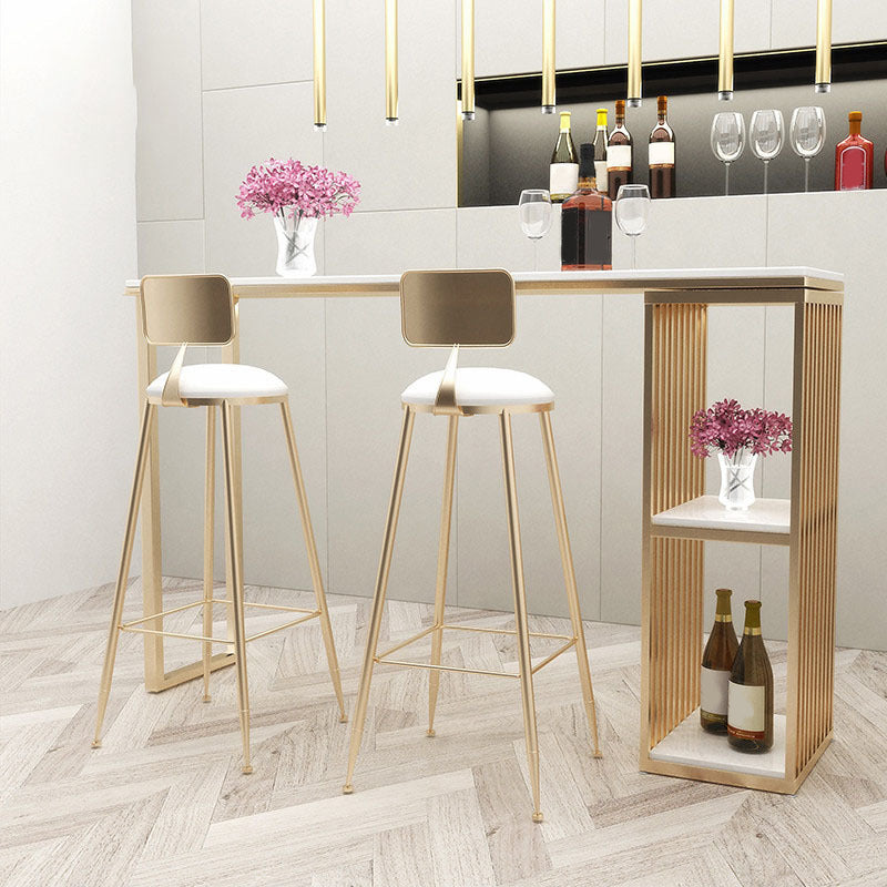 Bar-Höhentisch aus Kunstmarmor, moderner Bistrotisch mit 2 Ablagen