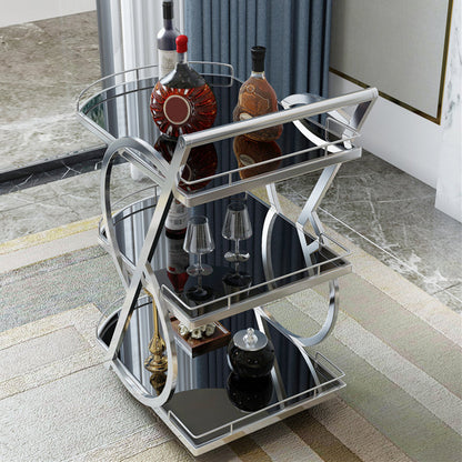 33.86" High Contemporary Prep Table Rolling Metal Prep Table for Kitchen Silver Clearhalo 'furn' 'furn_kitchen_islands_carts' 'Furniture' 'Kitchen & Dining Furniture' 'Kitchen Islands & Carts' 'kitchen_islands_carts' 6474941