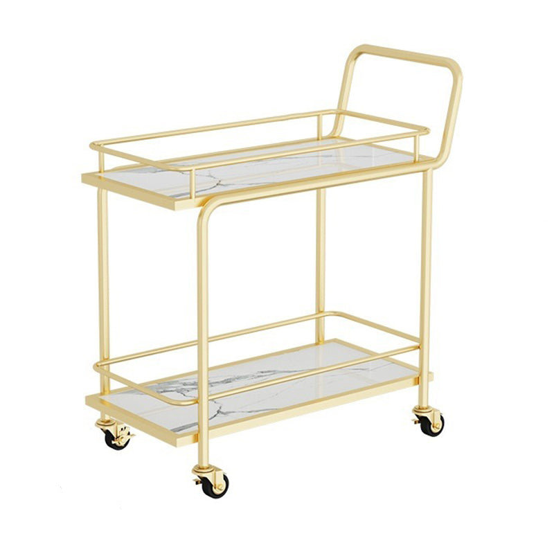 Modern Faux Marble Prep Table Rectangular Prep Table with Casters