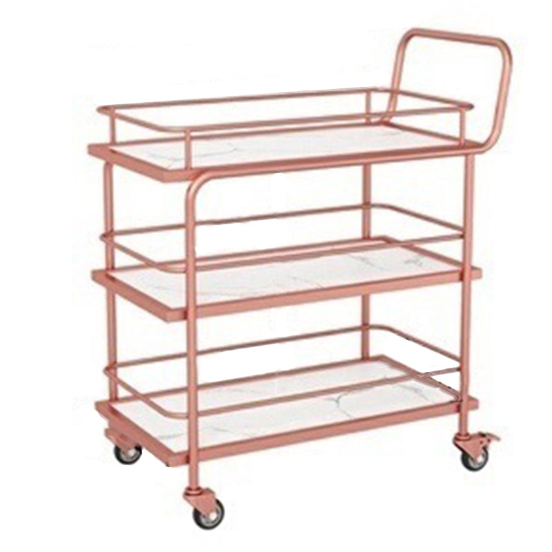 Modern Faux Marble Prep Table Rectangular Prep Table with Casters