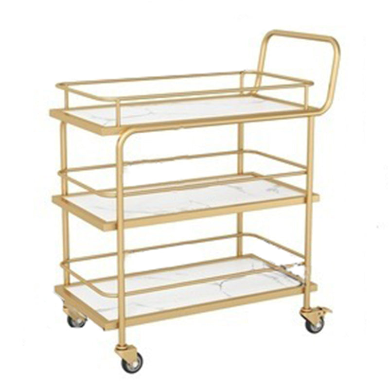 Modern Faux Marble Prep Table Rectangular Prep Table with Casters