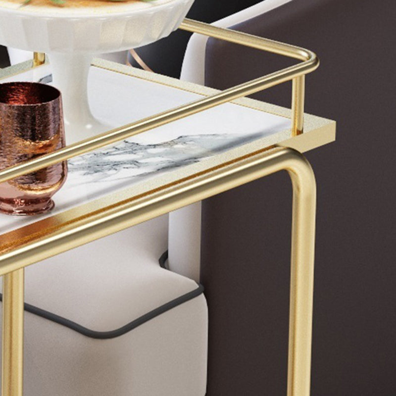 Modern Faux Marble Prep Table Rectangular Prep Table with Casters