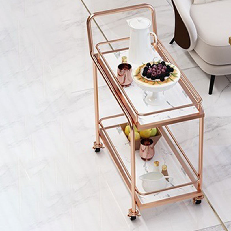 Modern Faux Marble Prep Table Rectangular Prep Table with Casters