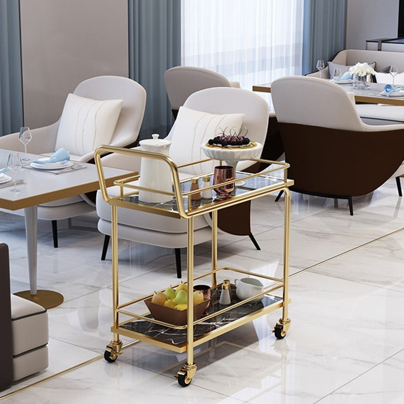 Modern Faux Marble Prep Table Rectangular Prep Table with Casters