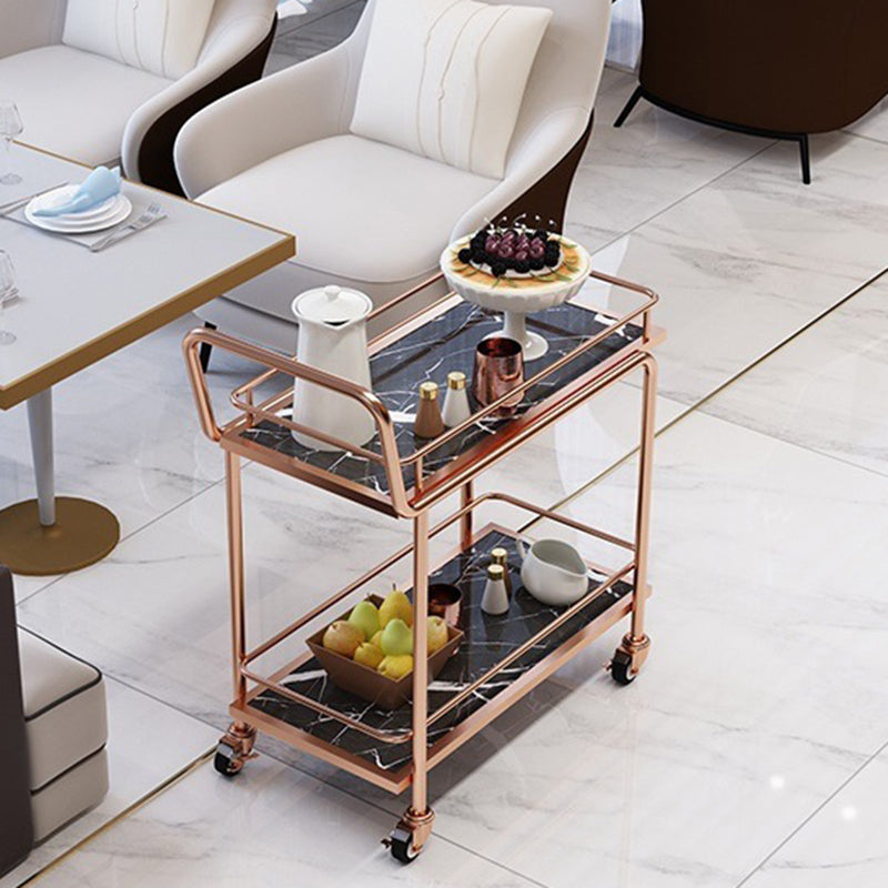 Modern Faux Marble Prep Table Rectangular Prep Table with Casters