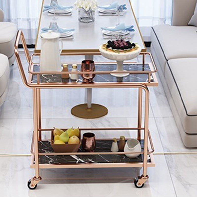 Modern Faux Marble Prep Table Rectangular Prep Table with Casters