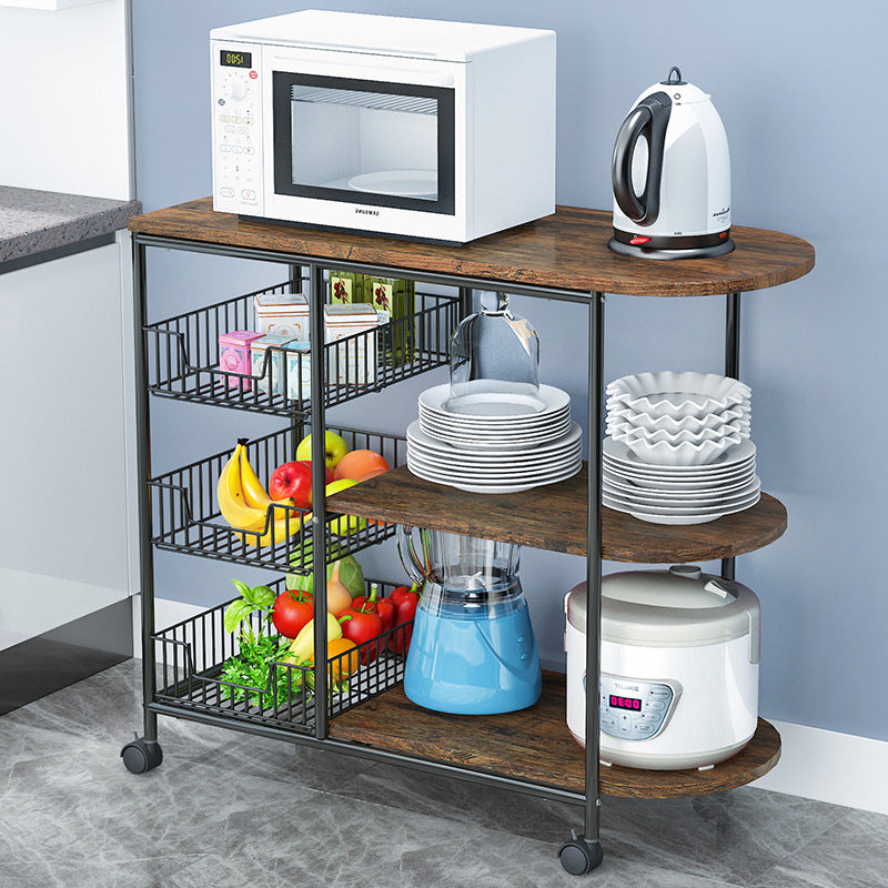 Modern Kitchen Prep Table Manufactured Wood with Casters Prep Table Brown Clearhalo 'furn' 'furn_kitchen_islands_carts' 'Furniture' 'Kitchen & Dining Furniture' 'Kitchen Islands & Carts' 'kitchen_islands_carts' 6475032