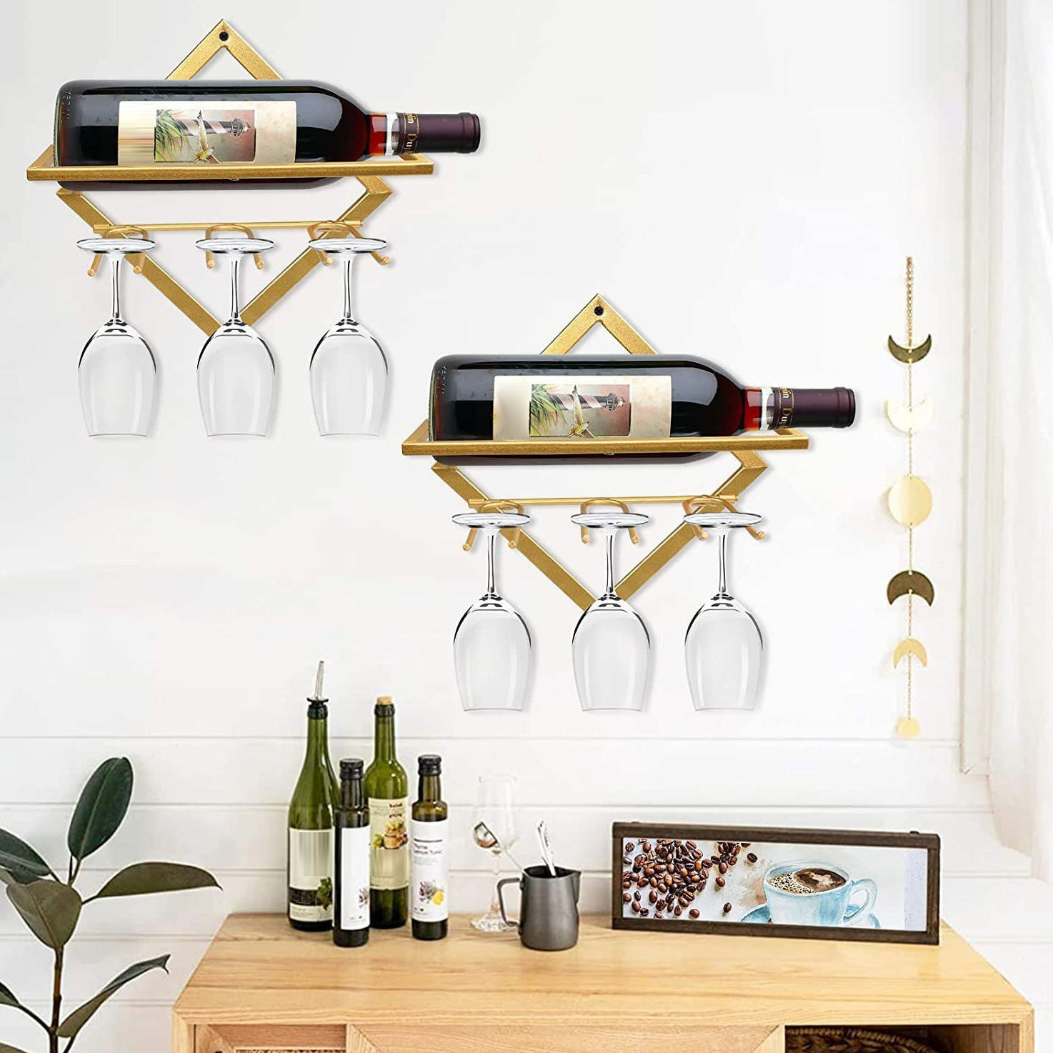 Metal Wall Mounted Wine Rack Contemporary Wine Holder for Living Room Clearhalo 'furn' 'furn_wine_racks' 'Furniture' 'Kitchen & Dining Furniture' 'Wine Racks' 'wine_racks' 6475071