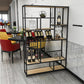 Metal Wine Bottle & Glass Rack Modern Floor Wine Holder with Shelf