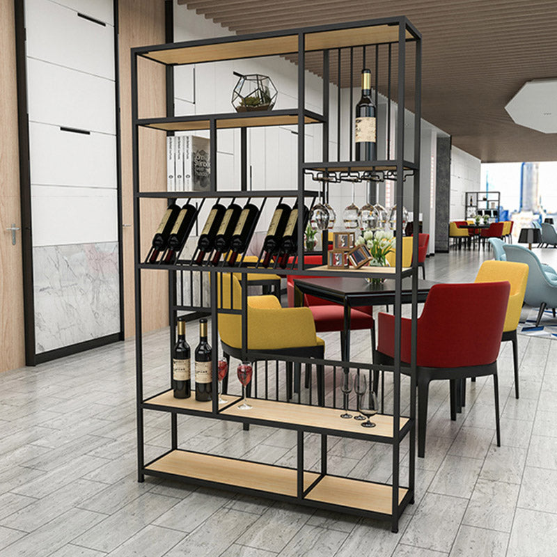 Bottiglia di vino in metallo e portabicchieri in vetro Porta del pavimento moderno con scaffale