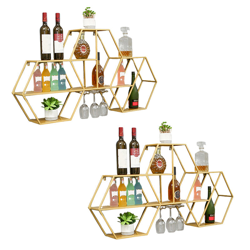 Contemporary Wall Mounted Wine Rack Iron Wine Shelf for Kitchen