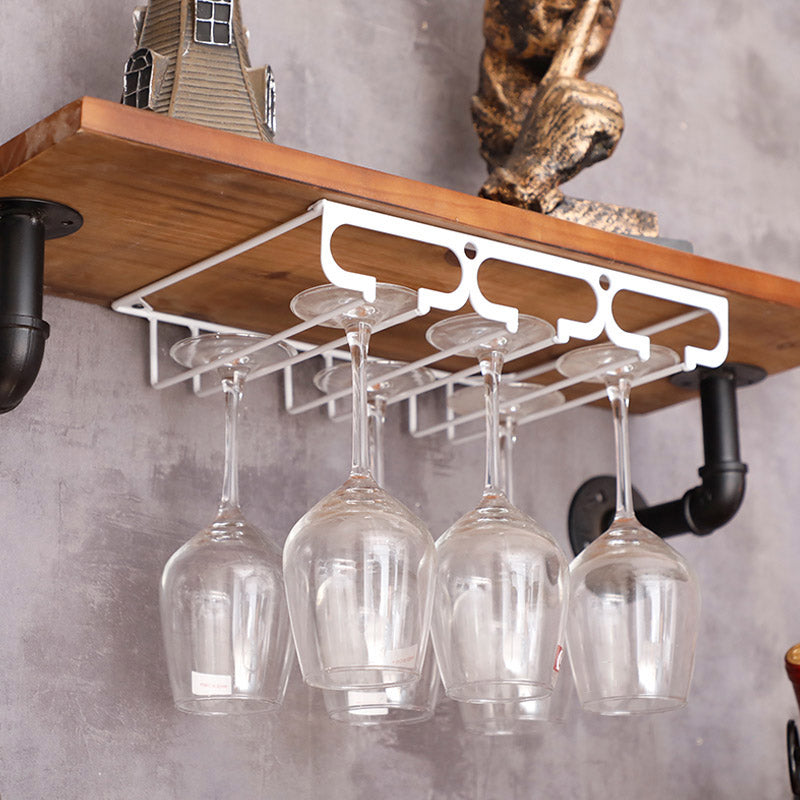 Metal Hanging Glass Rack Industrial Single Rail Glass & Stemware Holder 11.8"L x 9.1"W x 2"H White 1 Piece Clearhalo 'furn' 'furn_wine_racks' 'Furniture' 'Kitchen & Dining Furniture' 'Wine Racks' 'wine_racks' 6475375