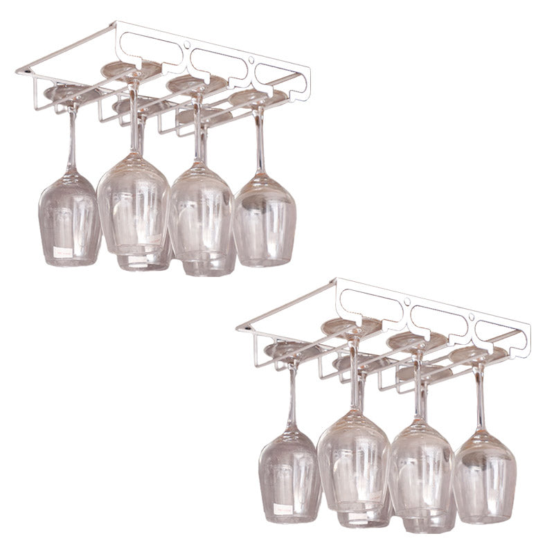 Metal Hanging Glass Rack Industrial Single Rail Glass & Stemware Holder 11.8"L x 9.1"W x 2"H White 2 Piece Set Clearhalo 'furn' 'furn_wine_racks' 'Furniture' 'Kitchen & Dining Furniture' 'Wine Racks' 'wine_racks' 6475377