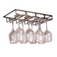 Metal Hanging Glass Rack Industrial Single Rail Glass & Stemware Holder 15.7"L x 9.1"W x 2"H Black 1 Piece Clearhalo 'furn' 'furn_wine_racks' 'Furniture' 'Kitchen & Dining Furniture' 'Wine Racks' 'wine_racks' 6475380