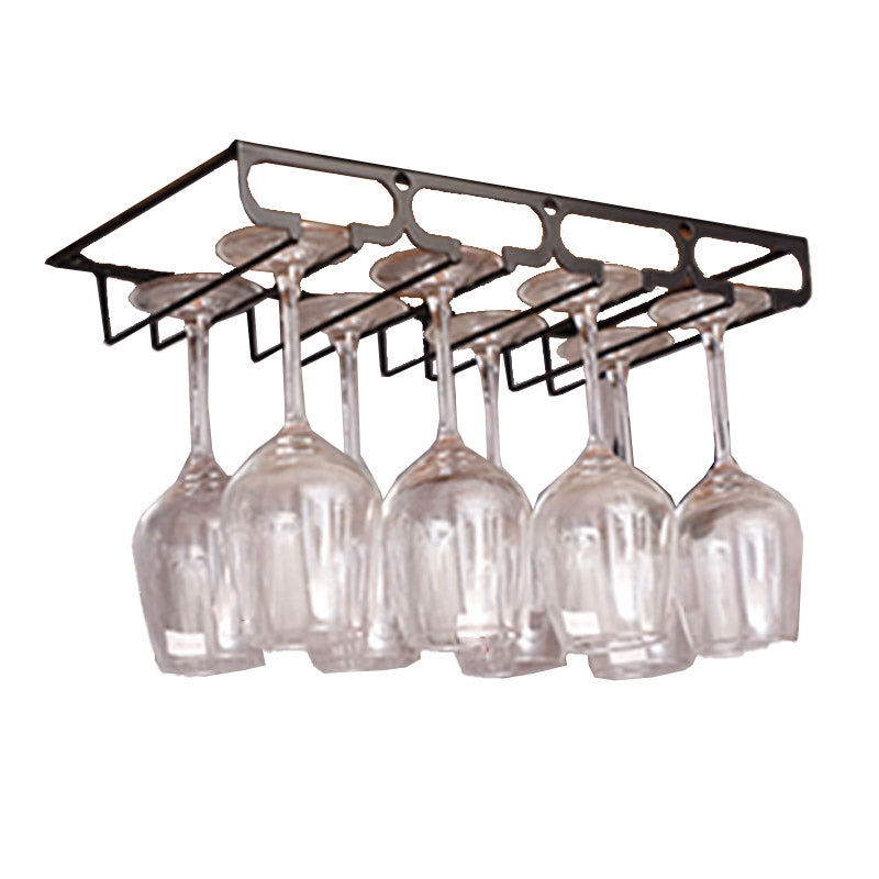 Metal Hanging Glass Rack Industrial Single Rail Glass & Stemware Holder 15.7"L x 9.1"W x 2"H Black 1 Piece Clearhalo 'furn' 'furn_wine_racks' 'Furniture' 'Kitchen & Dining Furniture' 'Wine Racks' 'wine_racks' 6475380