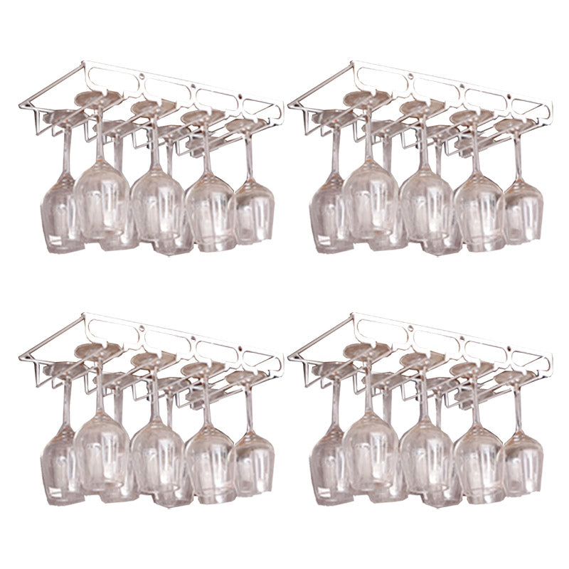 Metal Hanging Glass Rack Industrial Single Rail Glass & Stemware Holder 15.7"L x 9.1"W x 2"H White 4 Piece Set Clearhalo 'furn' 'furn_wine_racks' 'Furniture' 'Kitchen & Dining Furniture' 'Wine Racks' 'wine_racks' 6475388