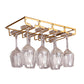Metal Hanging Glass Rack Industrial Single Rail Glass & Stemware Holder 15.7"L x 9.1"W x 2"H Gold 1 Piece Clearhalo 'furn' 'furn_wine_racks' 'Furniture' 'Kitchen & Dining Furniture' 'Wine Racks' 'wine_racks' 6475389