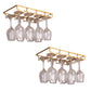 Metal Hanging Glass Rack Industrial Single Rail Glass & Stemware Holder 15.7"L x 9.1"W x 2"H Gold 2 Piece Set Clearhalo 'furn' 'furn_wine_racks' 'Furniture' 'Kitchen & Dining Furniture' 'Wine Racks' 'wine_racks' 6475390