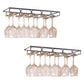 Metal Hanging Glass Rack Industrial Single Rail Glass & Stemware Holder 19.7"L x 9.1"W x 2"H Black 2 Piece Set Clearhalo 'furn' 'furn_wine_racks' 'Furniture' 'Kitchen & Dining Furniture' 'Wine Racks' 'wine_racks' 6475393