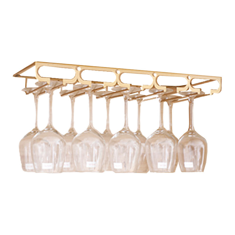 Metal Hanging Glass Rack Industrial Single Rail Glass & Stemware Holder 19.7"L x 9.1"W x 2"H Gold 1 Piece Clearhalo 'furn' 'furn_wine_racks' 'Furniture' 'Kitchen & Dining Furniture' 'Wine Racks' 'wine_racks' 6475397