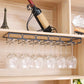 Metal Hanging Glass Rack Industrial Single Rail Glass & Stemware Holder 23.6"L x 9.1"W x 2"H Black 1 Piece Clearhalo 'furn' 'furn_wine_racks' 'Furniture' 'Kitchen & Dining Furniture' 'Wine Racks' 'wine_racks' 6475400