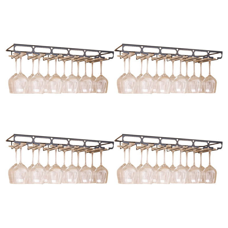 Metal Hanging Glass Rack Industrial Single Rail Glass & Stemware Holder 23.6"L x 9.1"W x 2"H Black 4 Piece Set Clearhalo 'furn' 'furn_wine_racks' 'Furniture' 'Kitchen & Dining Furniture' 'Wine Racks' 'wine_racks' 6475402