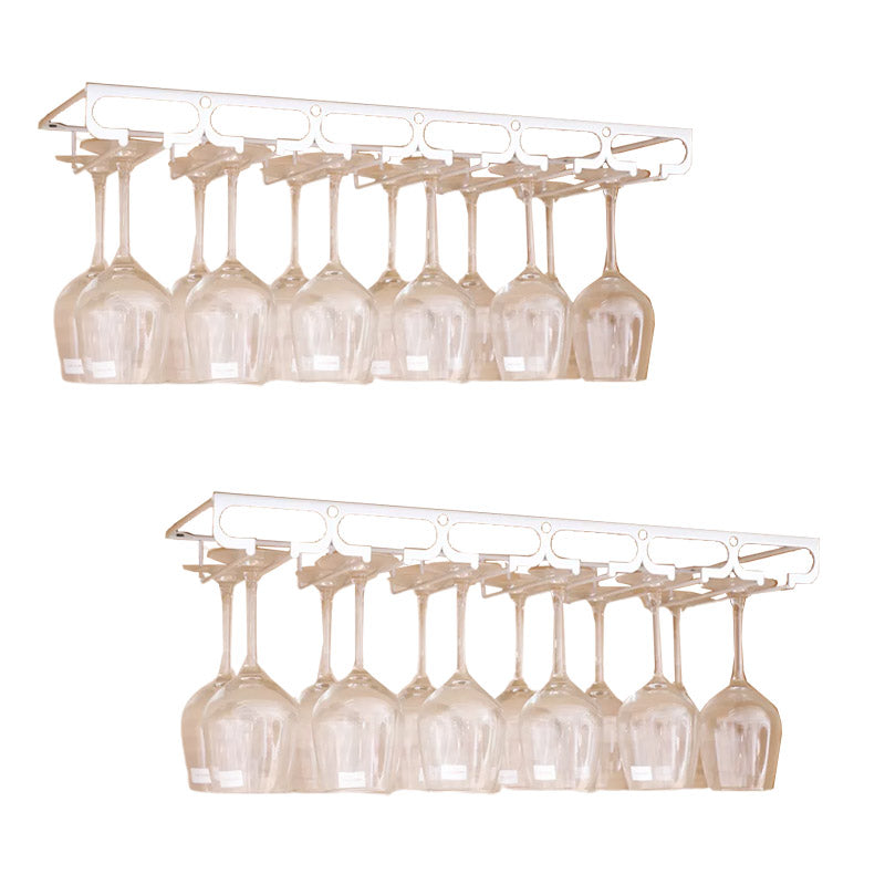 Metal Hanging Glass Rack Industrial Single Rail Glass & Stemware Holder 23.6"L x 9.1"W x 2"H White 2 Piece Set Clearhalo 'furn' 'furn_wine_racks' 'Furniture' 'Kitchen & Dining Furniture' 'Wine Racks' 'wine_racks' 6475404