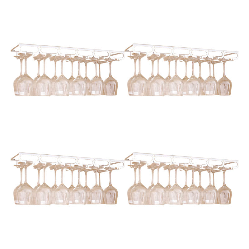 Metal Hanging Glass Rack Industrial Single Rail Glass & Stemware Holder 23.6"L x 9.1"W x 2"H White 4 Piece Set Clearhalo 'furn' 'furn_wine_racks' 'Furniture' 'Kitchen & Dining Furniture' 'Wine Racks' 'wine_racks' 6475405