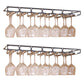 Metal Hanging Glass Rack Industrial Single Rail Glass & Stemware Holder 27.6"L x 9.1"W x 2"H Black 2 Piece Set Clearhalo 'furn' 'furn_wine_racks' 'Furniture' 'Kitchen & Dining Furniture' 'Wine Racks' 'wine_racks' 6475410