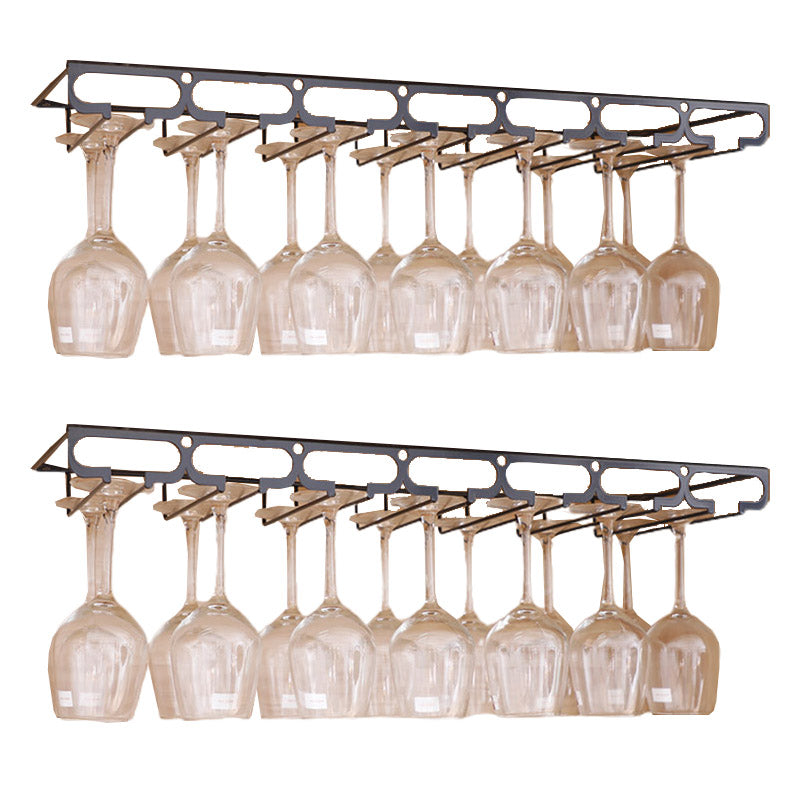 Metal Hanging Glass Rack Industrial Single Rail Glass & Stemware Holder 27.6"L x 9.1"W x 2"H Black 2 Piece Set Clearhalo 'furn' 'furn_wine_racks' 'Furniture' 'Kitchen & Dining Furniture' 'Wine Racks' 'wine_racks' 6475410