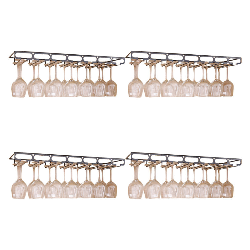 Metal Hanging Glass Rack Industrial Single Rail Glass & Stemware Holder 27.6"L x 9.1"W x 2"H Black 4 Piece Set Clearhalo 'furn' 'furn_wine_racks' 'Furniture' 'Kitchen & Dining Furniture' 'Wine Racks' 'wine_racks' 6475411