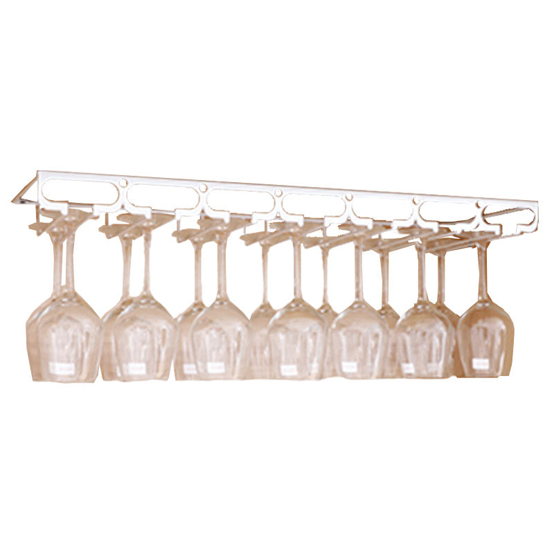 Metal Hanging Glass Rack Industrial Single Rail Glass & Stemware Holder 27.6"L x 9.1"W x 2"H White 1 Piece Clearhalo 'furn' 'furn_wine_racks' 'Furniture' 'Kitchen & Dining Furniture' 'Wine Racks' 'wine_racks' 6475412