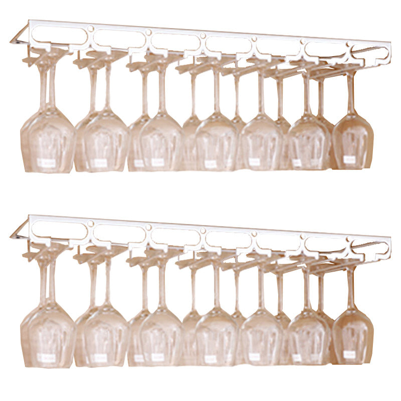 Metal Hanging Glass Rack Industrial Single Rail Glass & Stemware Holder 27.6"L x 9.1"W x 2"H White 2 Piece Set Clearhalo 'furn' 'furn_wine_racks' 'Furniture' 'Kitchen & Dining Furniture' 'Wine Racks' 'wine_racks' 6475413