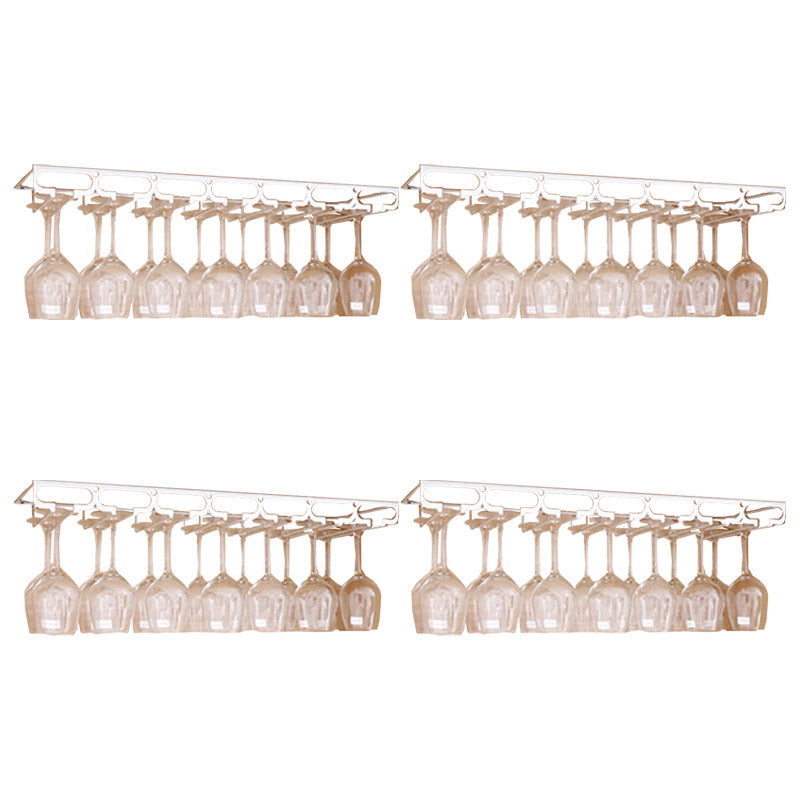 Metal Hanging Glass Rack Industrial Single Rail Glass & Stemware Holder 27.6"L x 9.1"W x 2"H White 4 Piece Set Clearhalo 'furn' 'furn_wine_racks' 'Furniture' 'Kitchen & Dining Furniture' 'Wine Racks' 'wine_racks' 6475414