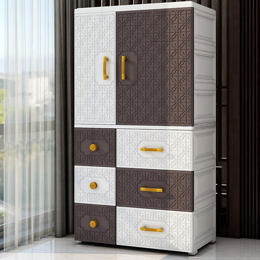 Hinged Wardrobe Armoire with Garment Rod Plastic Wardrobe Closet