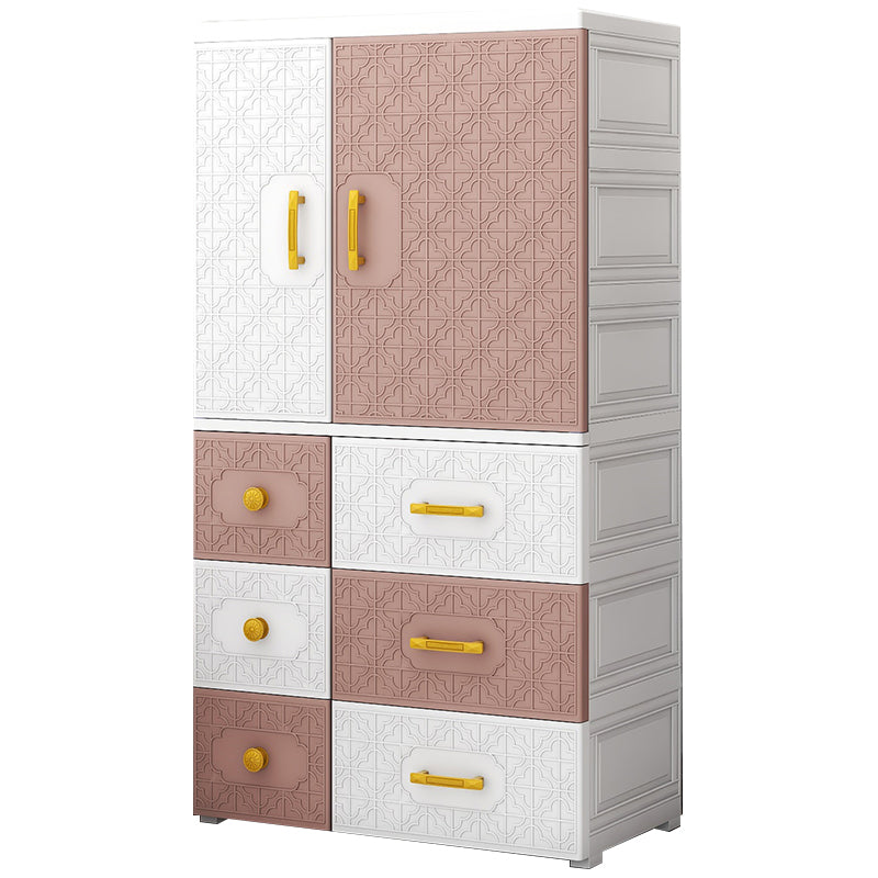 Armario con bisagras con varilla de ropa Armario de plástico