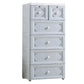 Non-Hanging Wardrobe Armoire Contemporary Plastic Storage Cabinet 23"L x 16"W x 44"H White-Blue Clearhalo 'Armoires & Wardrobes' 'armoires_wardrobes' 'Bedroom Furniture' 'furn' 'furn_armoires_wardrobes' 'Furniture' 6475544