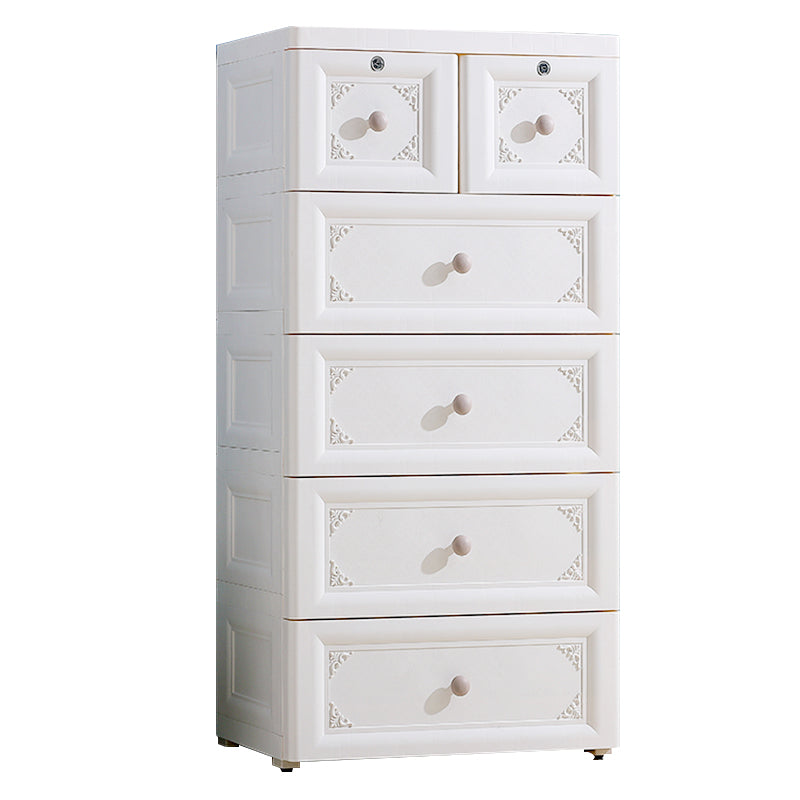 Non-Hanging Wardrobe Armoire Contemporary Plastic Storage Cabinet 23"L x 16"W x 44"H Off-White Clearhalo 'Armoires & Wardrobes' 'armoires_wardrobes' 'Bedroom Furniture' 'furn' 'furn_armoires_wardrobes' 'Furniture' 6475547