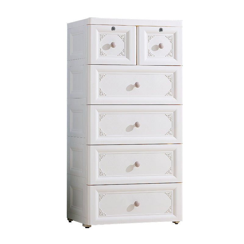 Non-Hanging Wardrobe Armoire Contemporary Plastic Storage Cabinet 18.9"L x 15.4"W x 39.4"H Off-White Clearhalo 'Armoires & Wardrobes' 'armoires_wardrobes' 'Bedroom Furniture' 'furn' 'furn_armoires_wardrobes' 'Furniture' 6475549