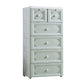 Non-Hanging Wardrobe Armoire Contemporary Plastic Storage Cabinet 18.9"L x 15.4"W x 39.4"H White-Green Clearhalo 'Armoires & Wardrobes' 'armoires_wardrobes' 'Bedroom Furniture' 'furn' 'furn_armoires_wardrobes' 'Furniture' 6475553