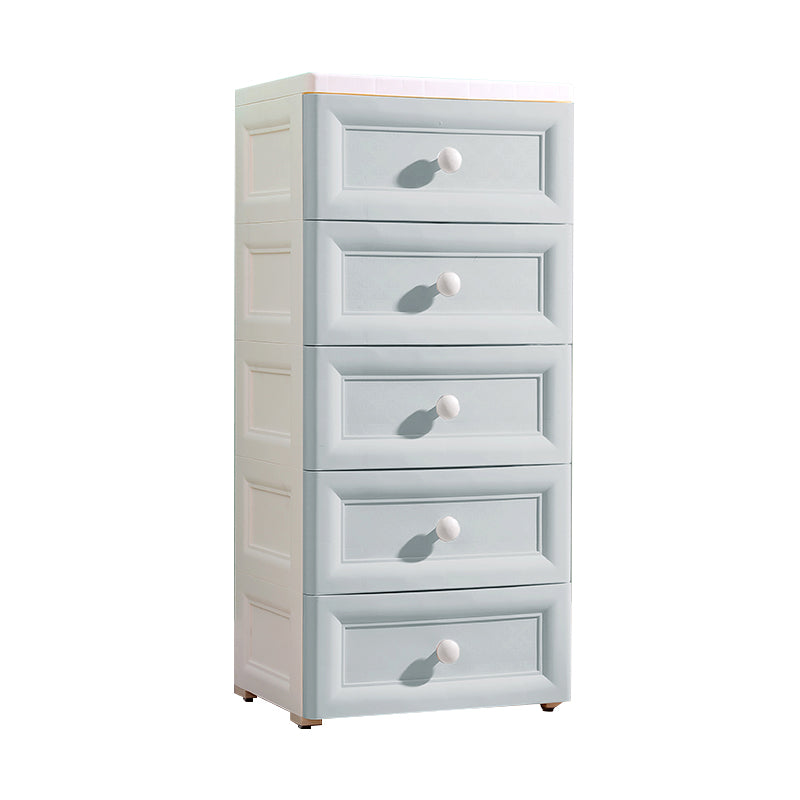 Non-Hanging Wardrobe Armoire Contemporary Plastic Storage Cabinet 14.6"L x 12.2"W x 32.7"H White-Blue Clearhalo 'Armoires & Wardrobes' 'armoires_wardrobes' 'Bedroom Furniture' 'furn' 'furn_armoires_wardrobes' 'Furniture' 6475555