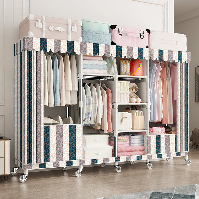 Steel Wardrobe Closet with Garment Rod Modern Wardrobe Armoire