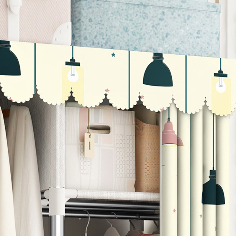 Steel Wardrobe Closet with Garment Rod Modern Wardrobe Armoire