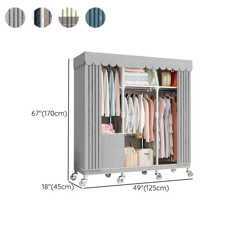Steel Wardrobe Closet with Garment Rod Modern Wardrobe Armoire