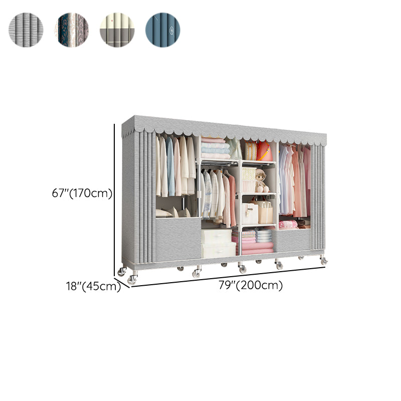 Steel Wardrobe Closet with Garment Rod Modern Wardrobe Armoire